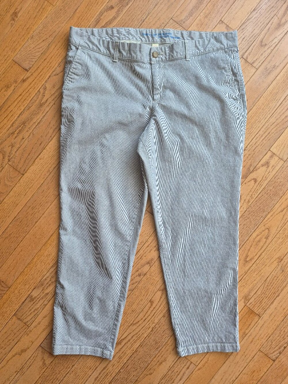Gap Girlfriend Khakis Blue White Pinstripe 16